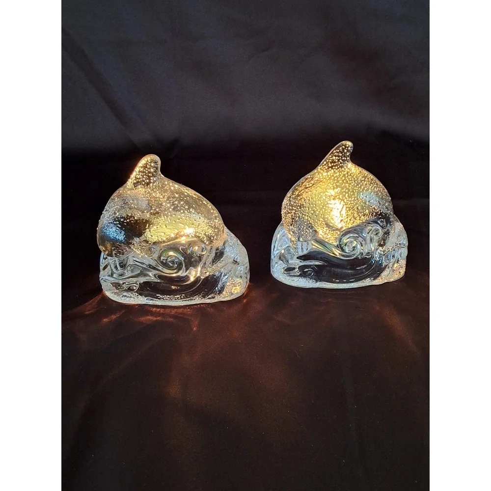2 Vintage Partylite Dolphin Tea Light Candle Holders - Picture 4 of 5